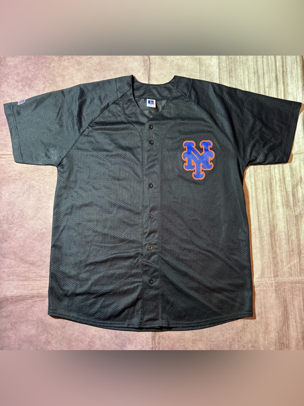 Vintage Russell Athletic New York Mets Black Mesh Baseball Jersey Men’s Sz Large